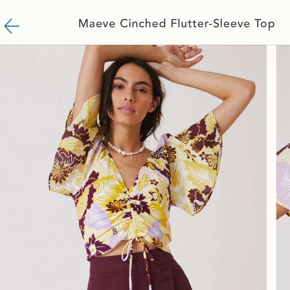 Maeve cinched flutter sleeve top, new with tags, size medium, Anthropologie